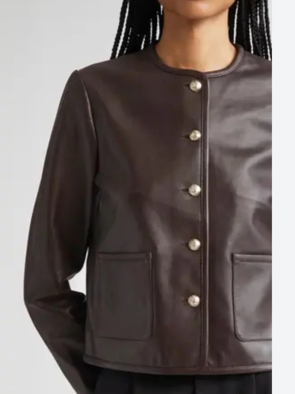 REISS  Gracie Cropped Leather Jacket